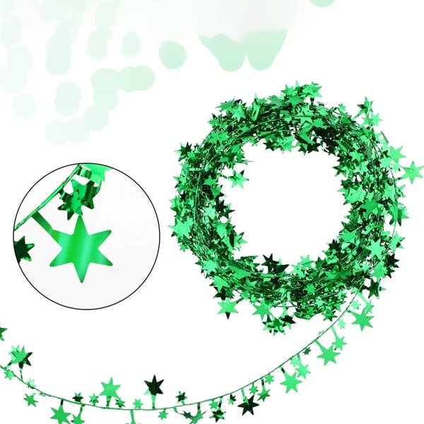 2 ruller Sparkly Star Tinsel Girlander med tråd til jul green
