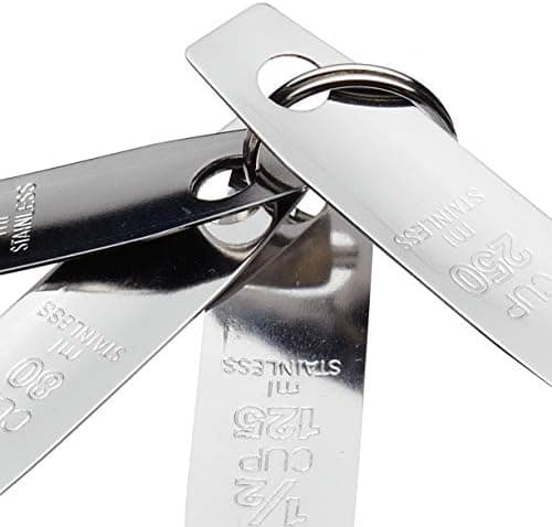 Sett med 4, sølv, målesett, måleskje i rustfritt stål