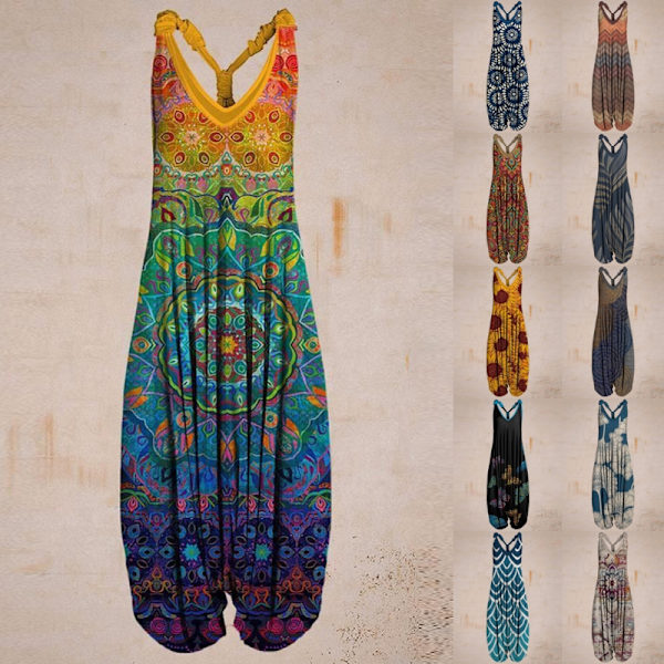 Kvinnor Jumpsuit V Neck Tank Tops Jumpsuits Lös midja Body 5# 4XL