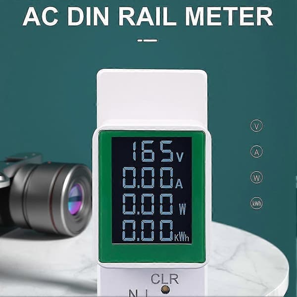 4-i-1 DIN-skena AC-mätare 110V 220V 100A Spänning Ström KWh Elektrisk Energimätare Volt Amp Voltmeter
