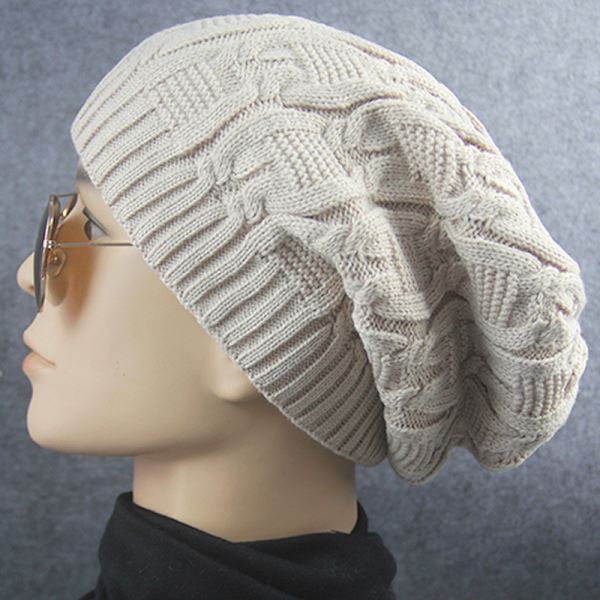 Cap Mode Håll Varm Vinter Mössor Stickad Ullmössa beige
