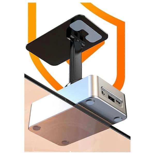 3-i-1 Mobiltelefonholder, Lyd Power Bank, Bluetooth Samtalehøyttaler, Multifunksjonell Sammenleggbar Roterende Skrivebord, Grå