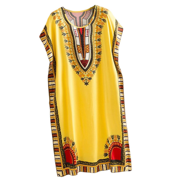 Dammode strandlovsklänning Boho Elegant etnisk klänning Yellow
