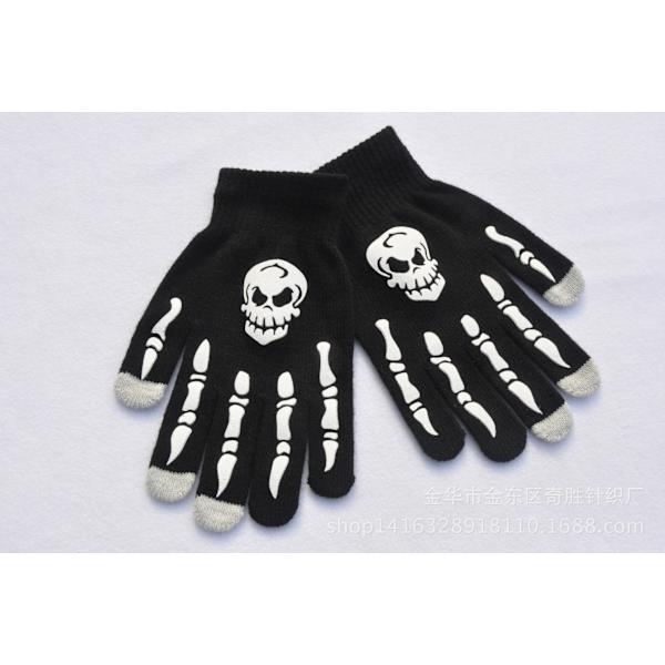 Halloween-tarvikkeet, itsevalaisevat käsineet talveksi, käsienlämmittimet, liukumattomat kauhu käsiluu pääkallo irvistys käsine, unisex, pitävät kädet lämpiminä