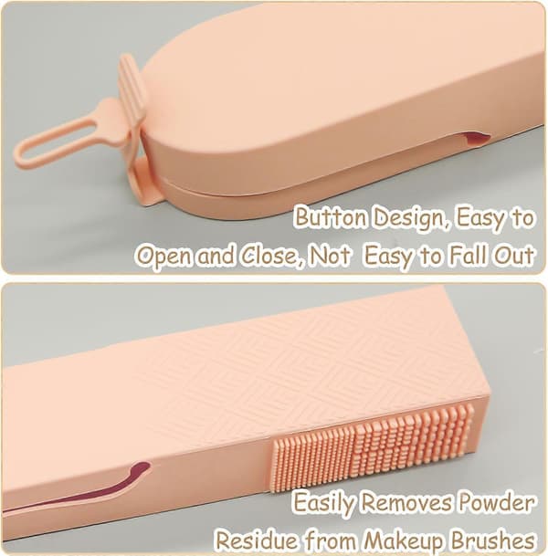 Rejse Makeup Børsteholder Organizer, Silikone Makeup Børsteholder Makeup Børstetaske Etui Organizer, Rejse Essentials til Kvinder (Abrikos)