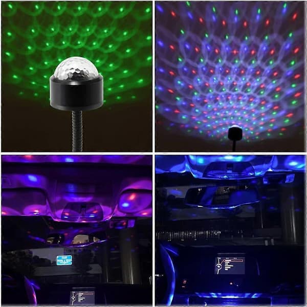 LED-projektorivalot Diskolamppu autoon USB-valo Ääniaktivoitu