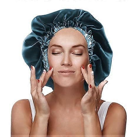 Satin Bonnet Silke Bonnet Hår Bonnet Til Sovning Satin Bonnet Til Hår Bonnets Til Kvinder Silke Bonnet Til Naturligt Hår teal 38cm