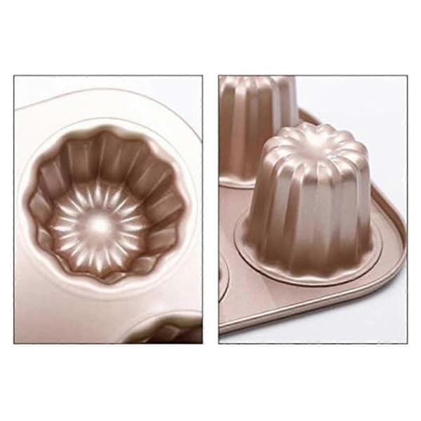 6-håls Canele-form kakform, non-stick Canele bakform för ugn kolstål Caneles form bakverktyg