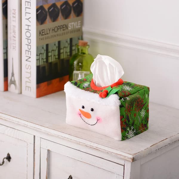 2Pcs Christmas Tissue Box Cover,Rectangular Napkin Holder Storage Box Cover for Home Kitchen Decor Party Supplies