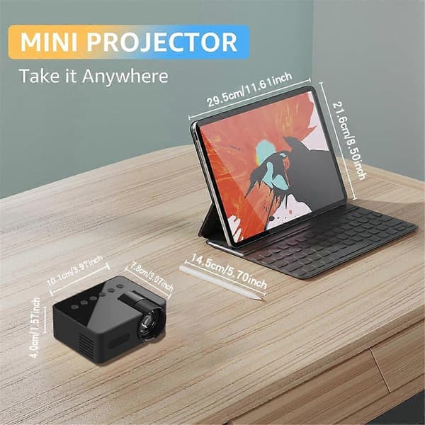 YT100 Mini Hemmaprojektor Bärbar Mini Hemmabio Trådlös Mobiltelefon Multifunktionsprojektor
