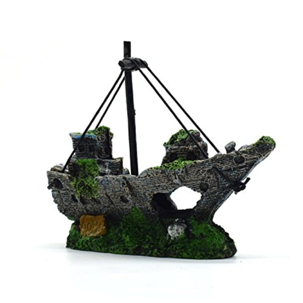 Plast Resin Fiskebåt Akvarium Ornament Dekorasjon Plant