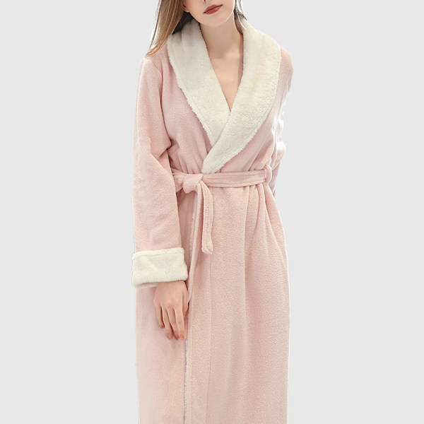 Long Robe Warm Håller badrocken varm Nattlinne Hudvänlig Pink XL