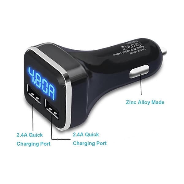 2 STK Billader Voltmeter Bilbatterimonitor med LED Spennings- og Strømvisning, for 11 / Xs, Galaxy S20 / S10