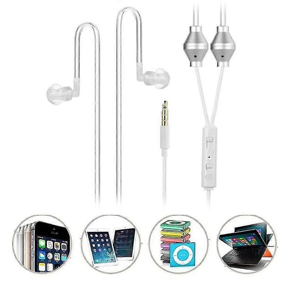 3,5 mm universelle anti-stråling binaurale luftrørhodetelefoner med mikrofon for iPhone
