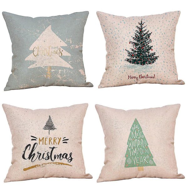 Holiday ornaments 4stk god jul putetrekk lin cover putetrekk hjem dekor case