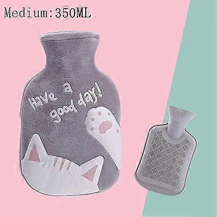 Kuumavesipullo pehmeällä samettipäällisellä - Kissakuvio - 350 ml