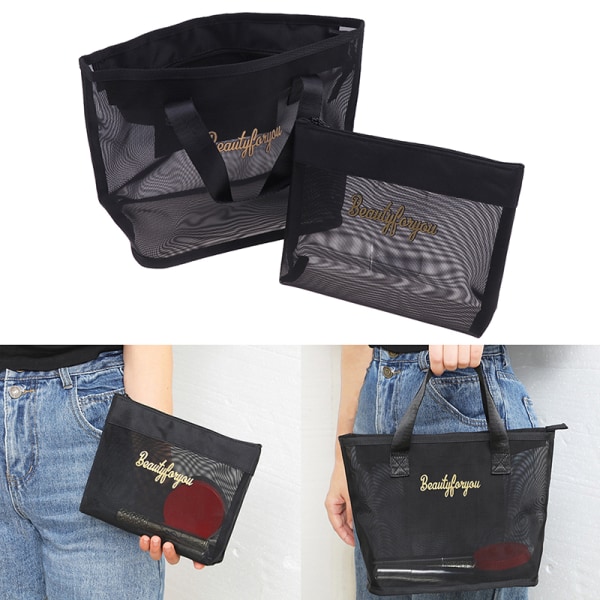 Makeup Brush Travel Case Kosmetisk toalettväska Organizer Mesh K SET