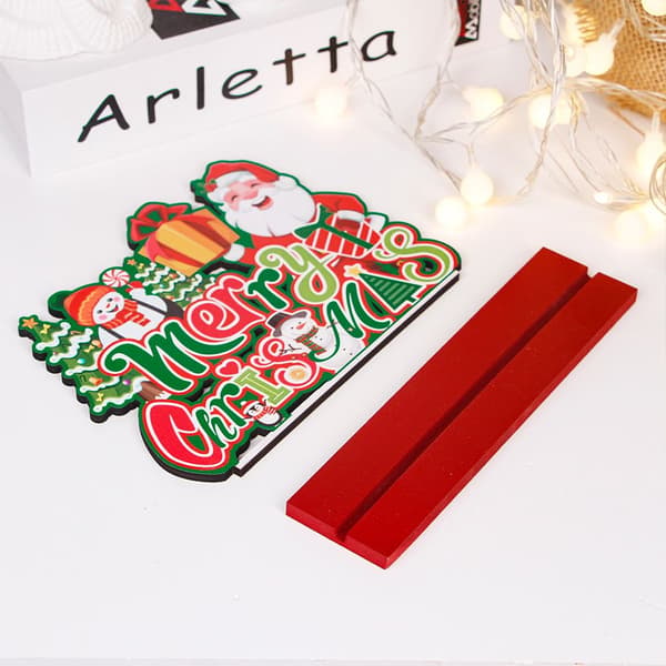 Jultomten Snögubbe Trähantverk GLAD JUL GLAD JUL