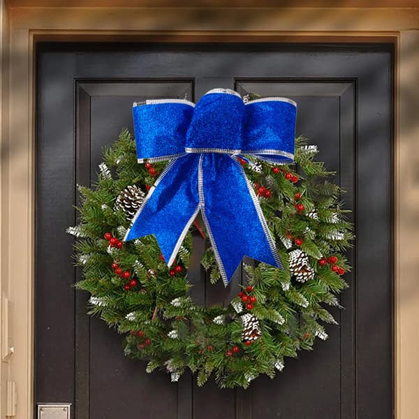 8 st Glitter julkrans rosett julgransprydnader blue