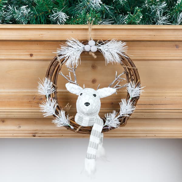 Ytterdörr Jul Rotting Ring Vit Rengarland Dekor