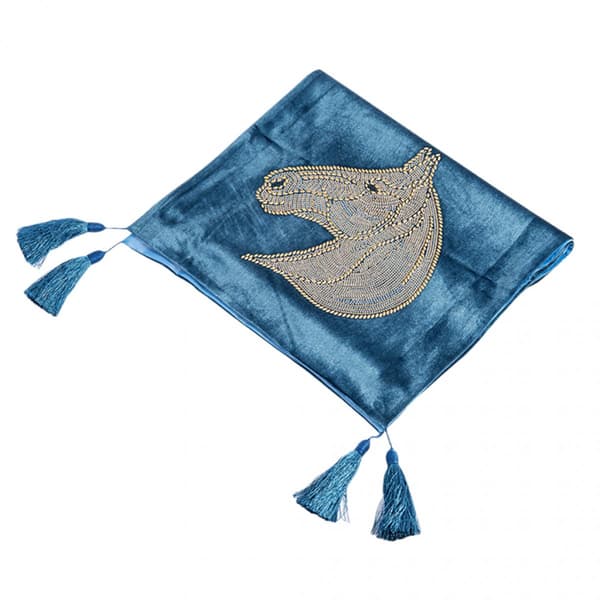 Dekorativ bed runner scarf madrassskydd ljusblå 210x50cm