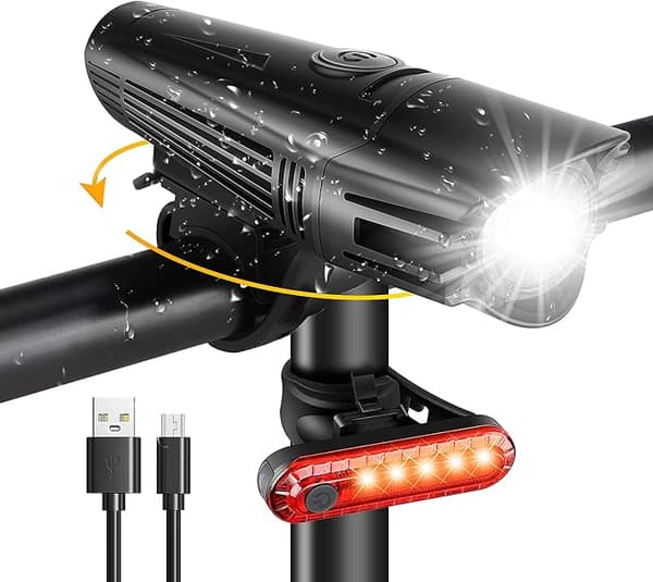 #2000mAh Sykkellys Sykkelhovedlys LED Sykkellamp  Oppladbar Foran og Bak 4 Moduser Ultra Lys Sykkellys USB Lys Støtsikker Vanntett#