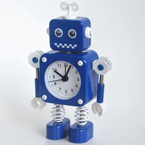 Tikittämätön robottiherätyskello (Sininen)