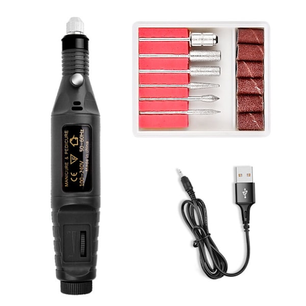 Mini elektrisk nagellacksmaskin elektrisk nagelfil svart usb