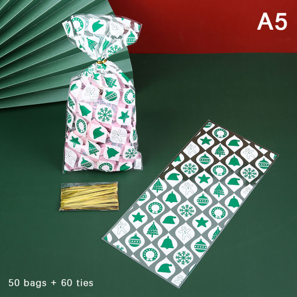50 stk julegodteposer i plast Julekaker gaveposer A1 onesize