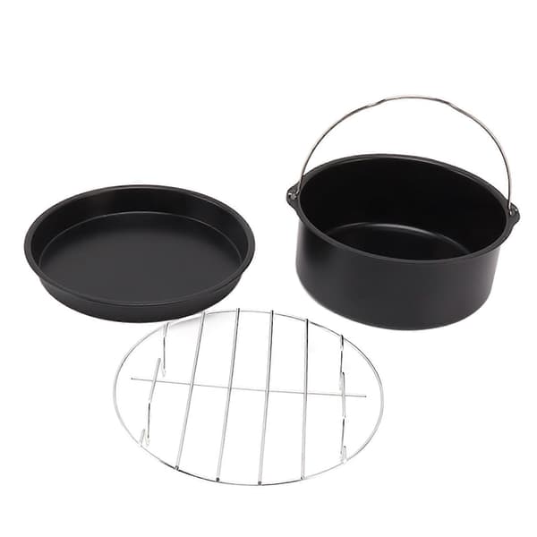 Frituregryde tilbehør Rustfrit stål bagekage tønde pizzapande grill non-stick belægning tåler opvaskemaskine sort 6 tommer