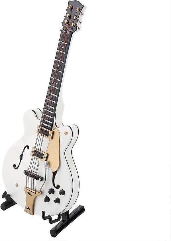 Guitarfigur Miniature Træ Elektrisk Guitar med Udsmykket Æske