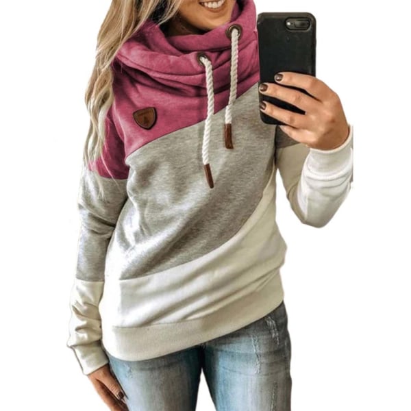 Hettegenser for dame med turtleneck sweatshirt hoodie sport camo genser rose red 4XL