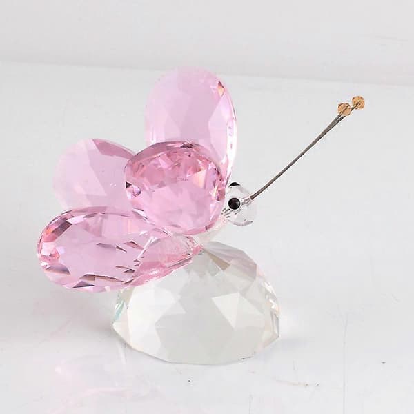 Rosa Krystall Flygende Sommerfugl Krystallkulebase Figur Samling