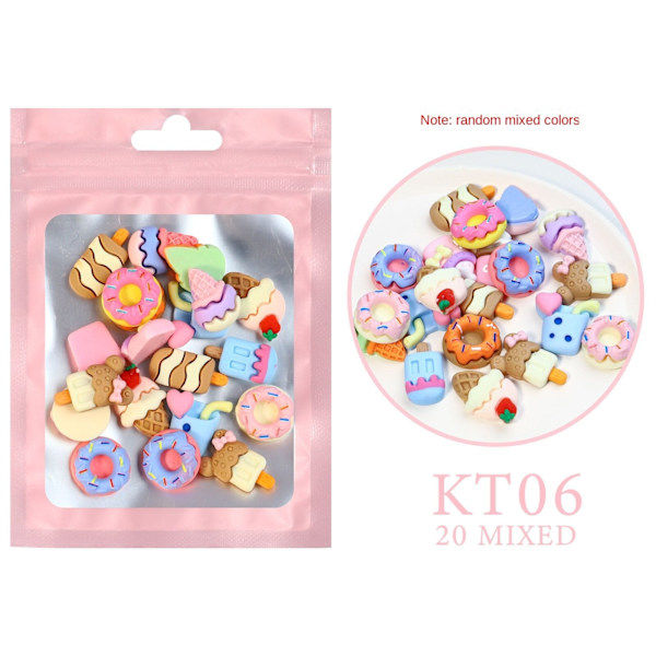 Nail Art Resin Cartoon Ornament Mixed Mini Small Soft Girly 06 ice cream dessert