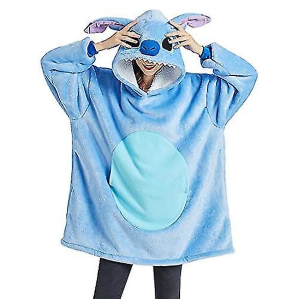 Strikket Fleece Hoodie for Kvinner Oversized Bærbar Genser Sherpa TV-teppe med Ermer One Size Fits All [kk] qd