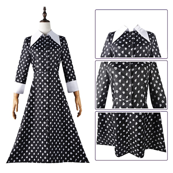 Naisten Wednesday Addams -mekko, Halloween-asumekko Style 4 M