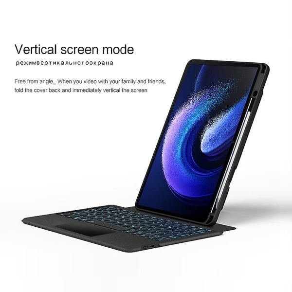 För Xiaomi Pad 6 Bluetooth case Löstagbar pekplatta Tangentbord Pu Läderställ Cover