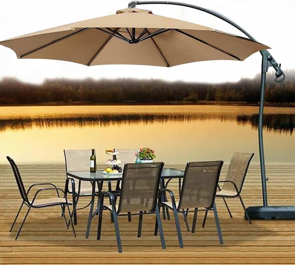 Erstatningstrekk til parasoll - 8 ribber - Diameter 2,7m - Vanntett - UV-beskyttelse - Erstatningsstoff - Beige