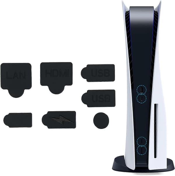 7 stk. sorte silikone støvpropper sæt, USB HDM interface anti-støv dæksel støvtæt prop til PS5 spilkonsol tilbehørsdele