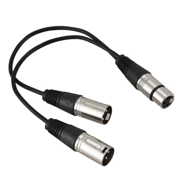 Ny 3-pin XLR hun til dobbelt 2 hanstik Y splitter kabel adapter 30 cm ledning