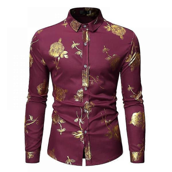 Langærmet skjorte med rosenfolie til mænd - 2XL