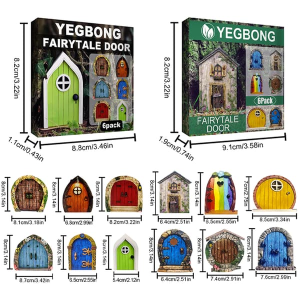 Fairy Door Set med 6 Miniature Gnome Door Set Pixie Miniature 1