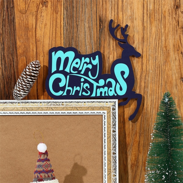 Jul Dörrkarm Dekoration Santa Älg Trä Dörr Hörnskylt Ornament Juldekorationer 2024 Nyårspresenter null - B