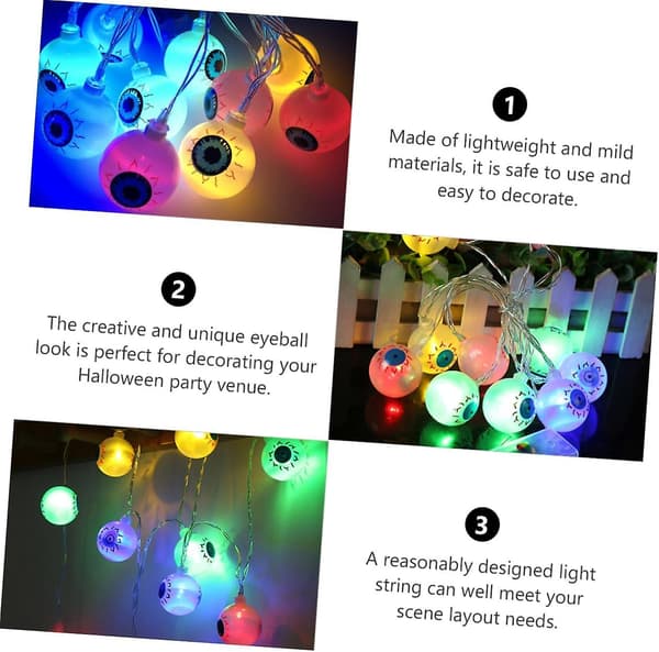 String Halloween Lights Halloween Eyeball Light Led Light String inomhusljus för dekoration 3m