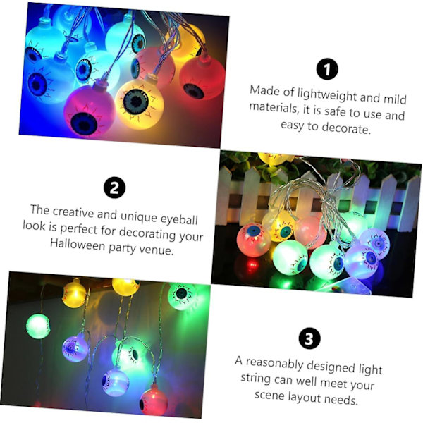 String Halloween Lys Halloween Øyeeplel Lys Led Lys String Innendørslys for Dekorasjon 6m