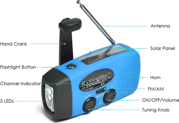 Emergency Solar Håndsving 1200mAh AM FM NOAA Vejrradio LED-lys USB-oplader udendørs