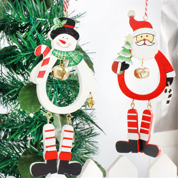 1/3 st Juldekoration Xmas Tree Bell Hängande trä