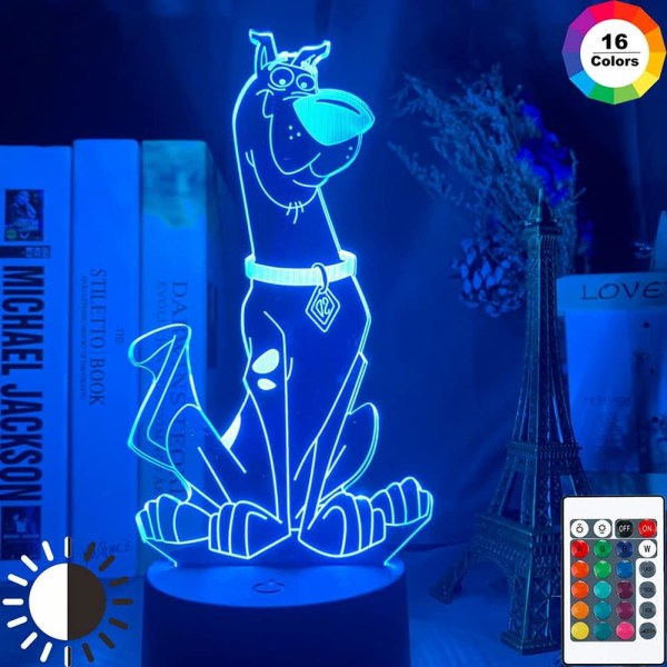 Söt Scooby Doo 3D LED färgglad nattljus Touch/Remote Con