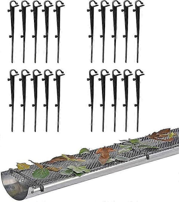 20-pack rännskyddsnät fästkrokar, 16 cm längd, svart