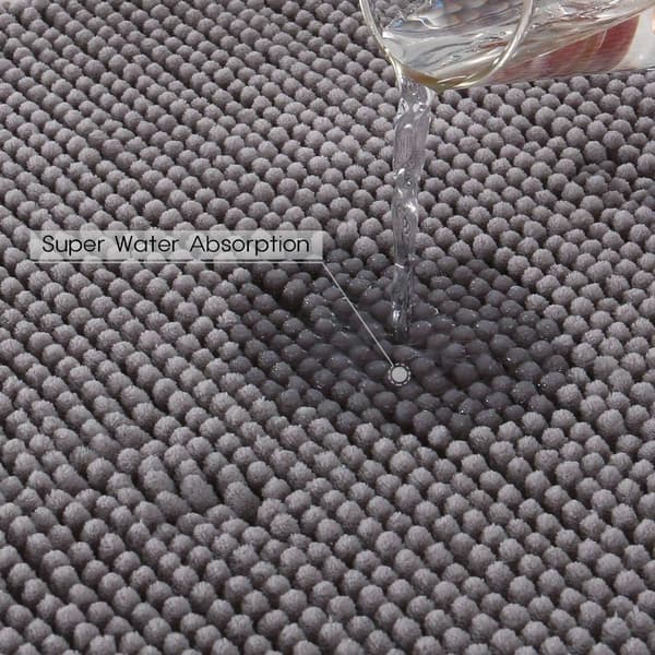 Halkfri, absorberande badmatta 80cm x 50cm Chenille Microfiber duschmatta för badrum, grå NO:3
